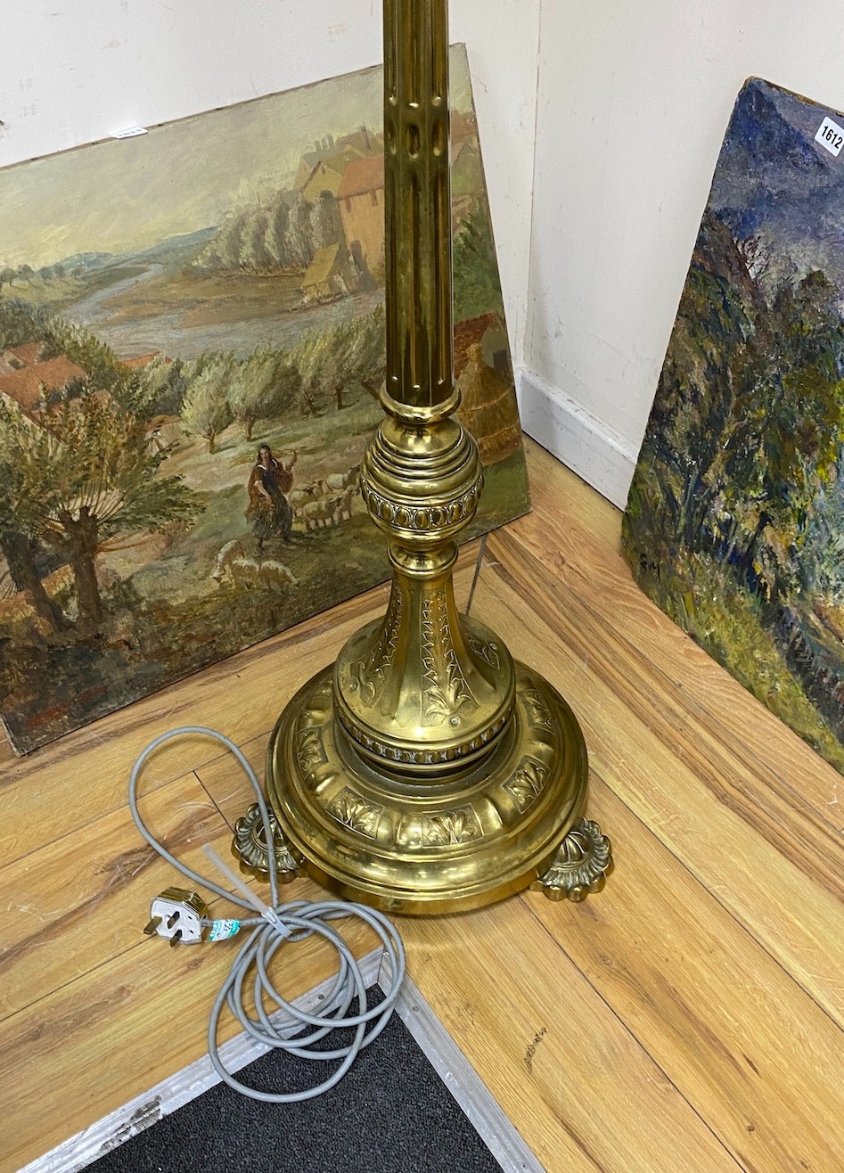 A Victorian telescopic oil lamp standard, converted to electricity